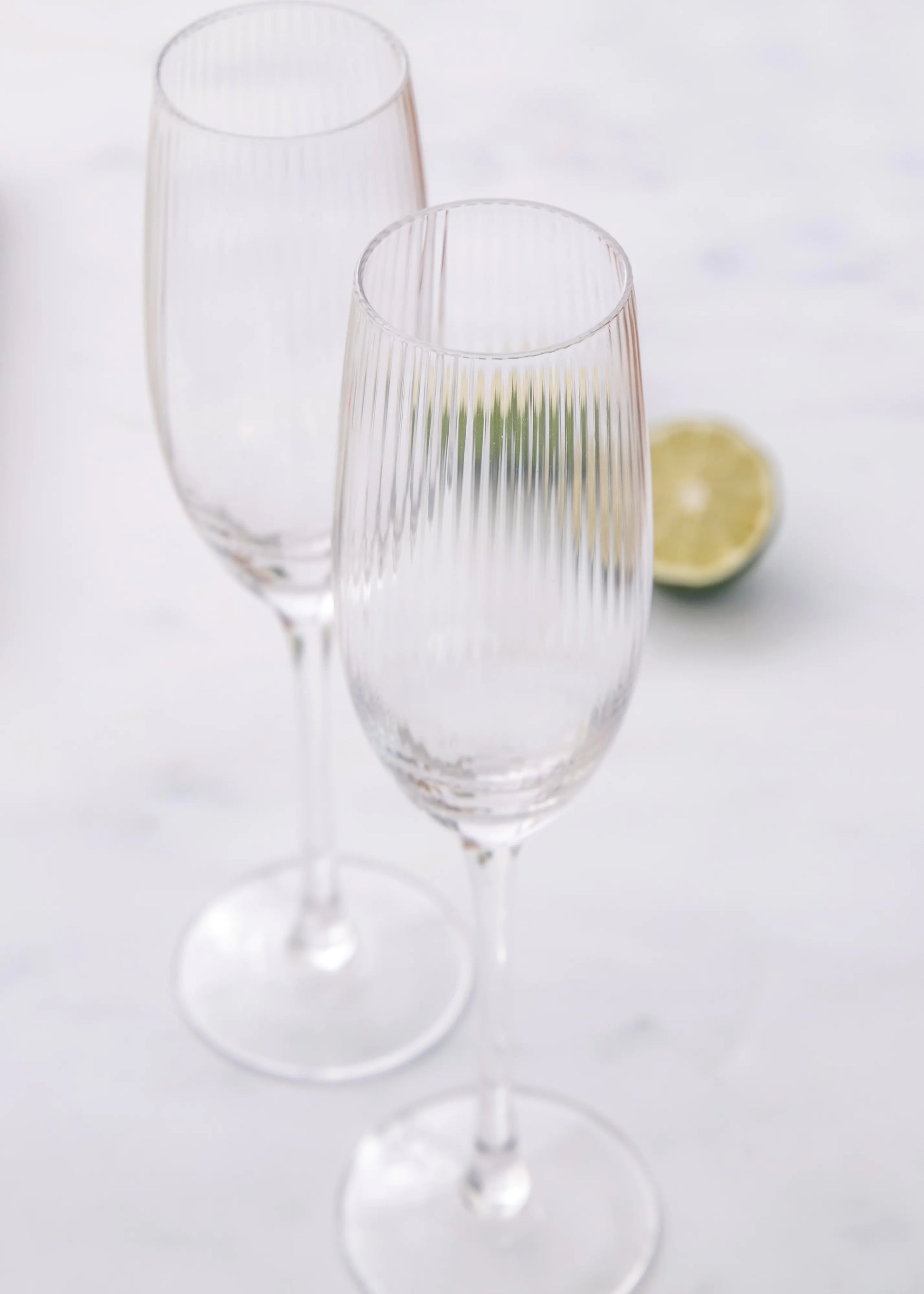 Barcraft Set of 2 Ridged Champagne Flutes