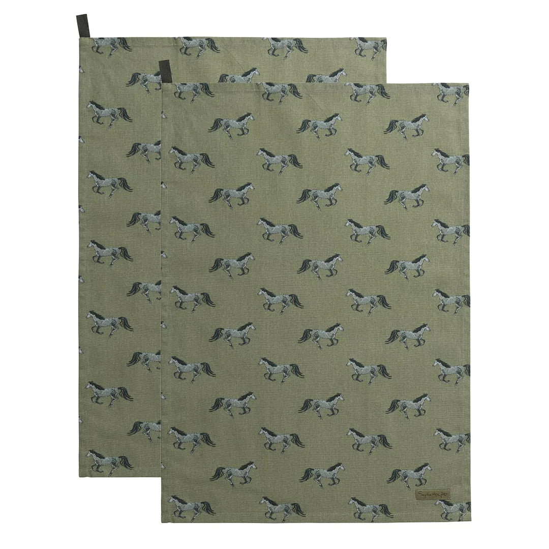 Sophie Allport Grey Horse Tea Towel (Set of 2) 45cm x 65cm 100% Cotton