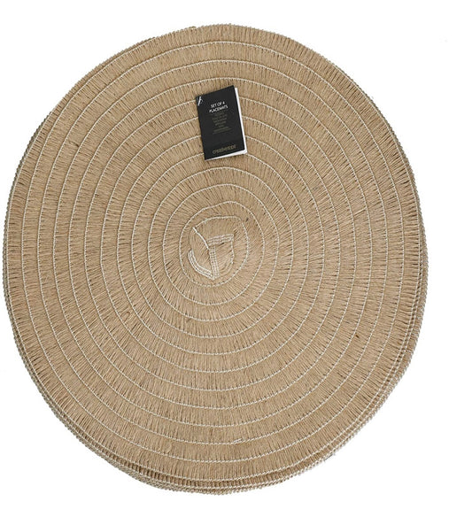 Creative Tops Set of 4 Jute Placemats, Natural Hessian Round Table Mats, 41cm