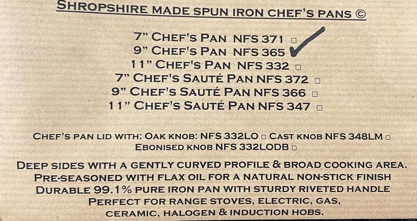 9" (23cm) Spun Iron Chef's pan