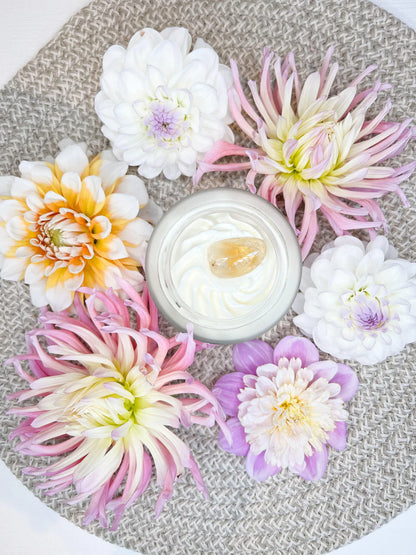 Whipped Body Butter Topped with a Citrine Crystal | Solis Scent