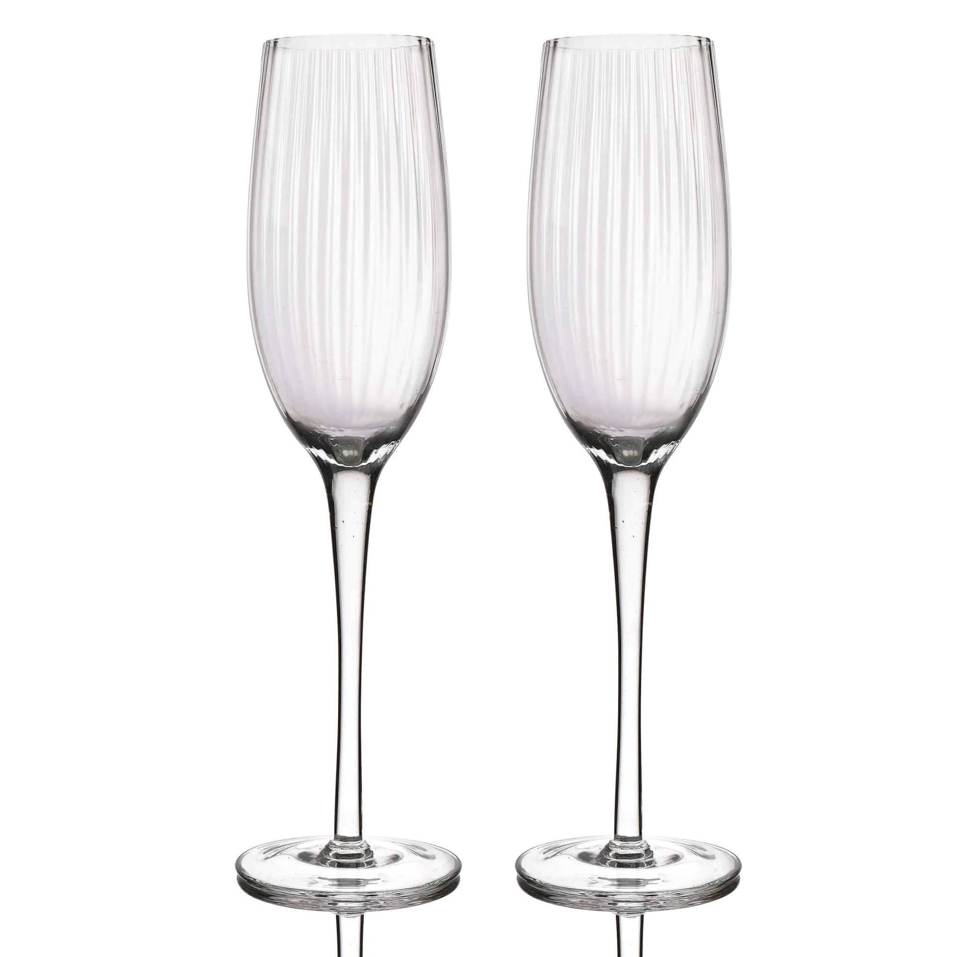 Barcraft Set of 2 Ridged Champagne Flutes