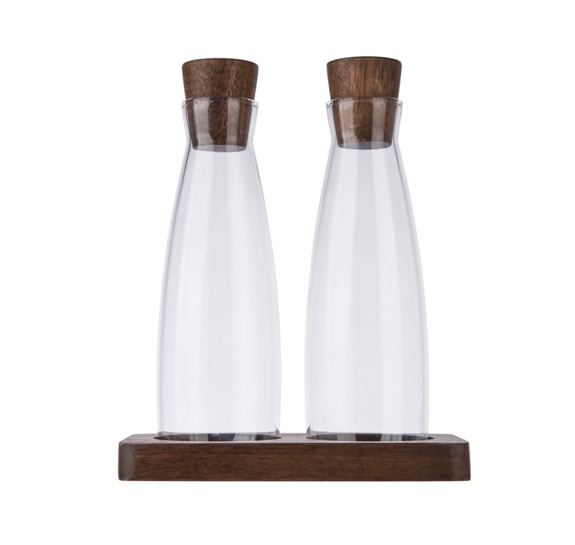 Artisan Street Oil & Vinegar Set Glass & Acacia Wood