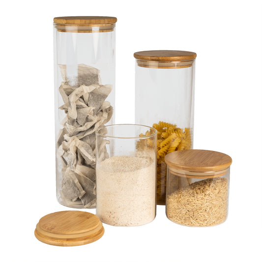Glass Storage Jars With Bamboo Lids - M&W