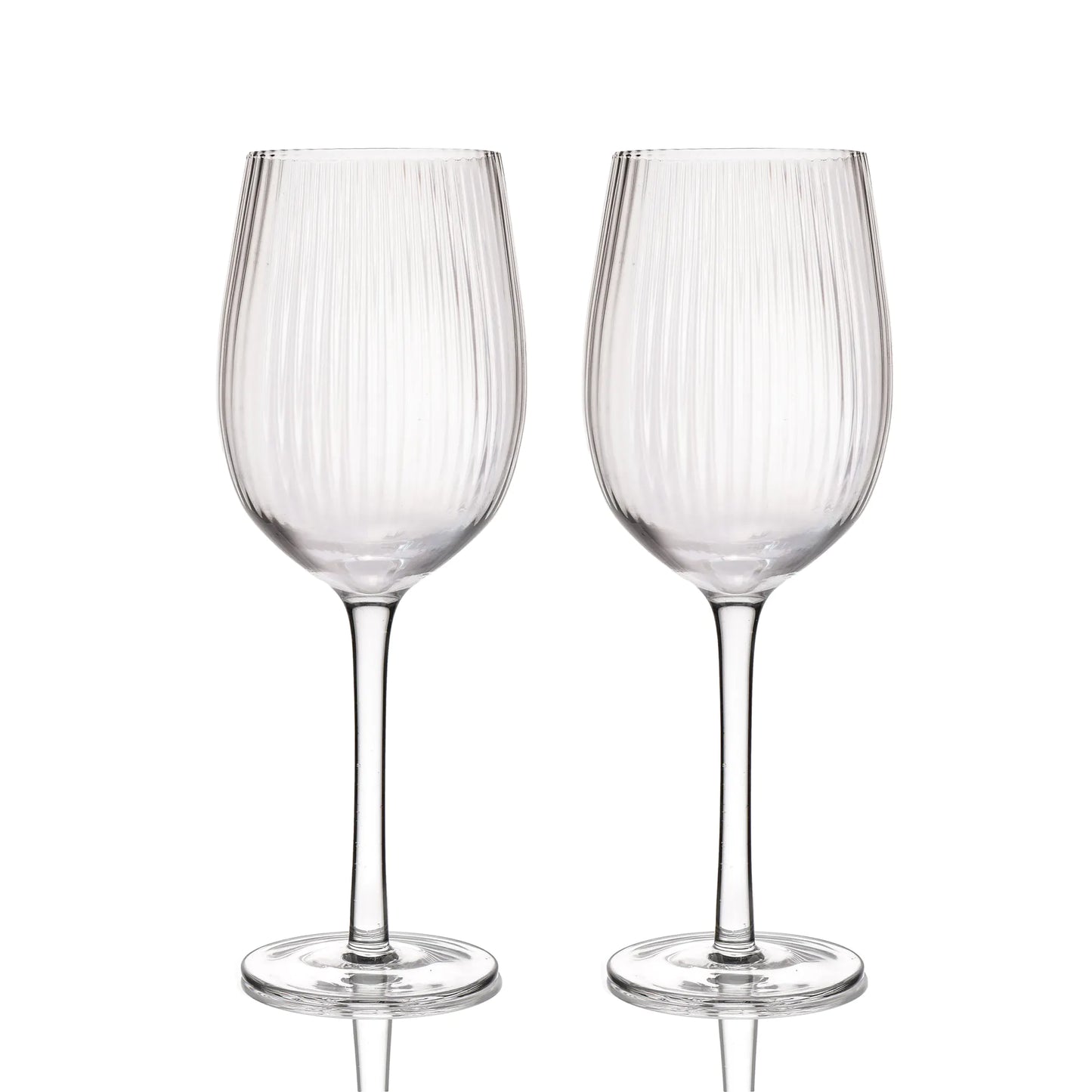 Set of 2 Ridged Wine Glasses