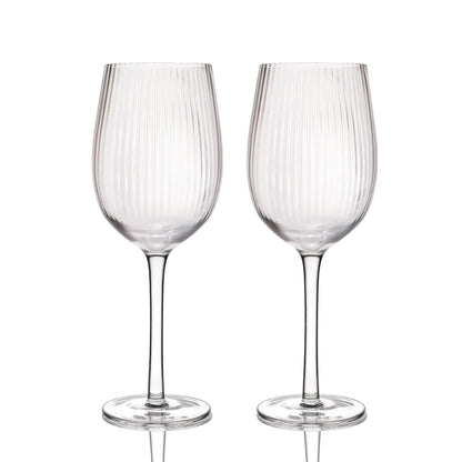 Set of 2 Ridged Wine Glasses