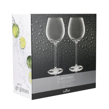 Barcraft Set of 2 Ridged Gin Glasses