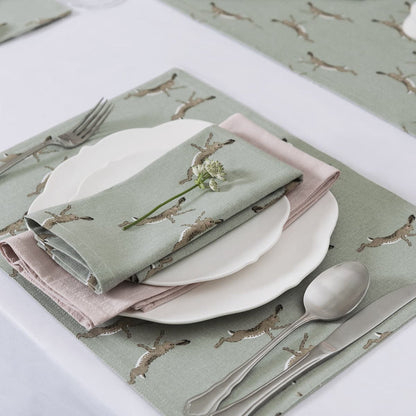 Boxing Hares Fabric Placemat