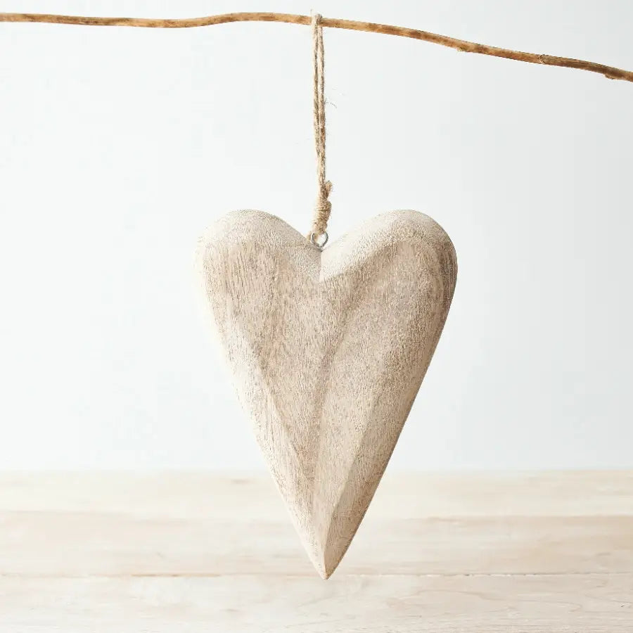 Wooden Hanging Heart - Medium 15.3cm