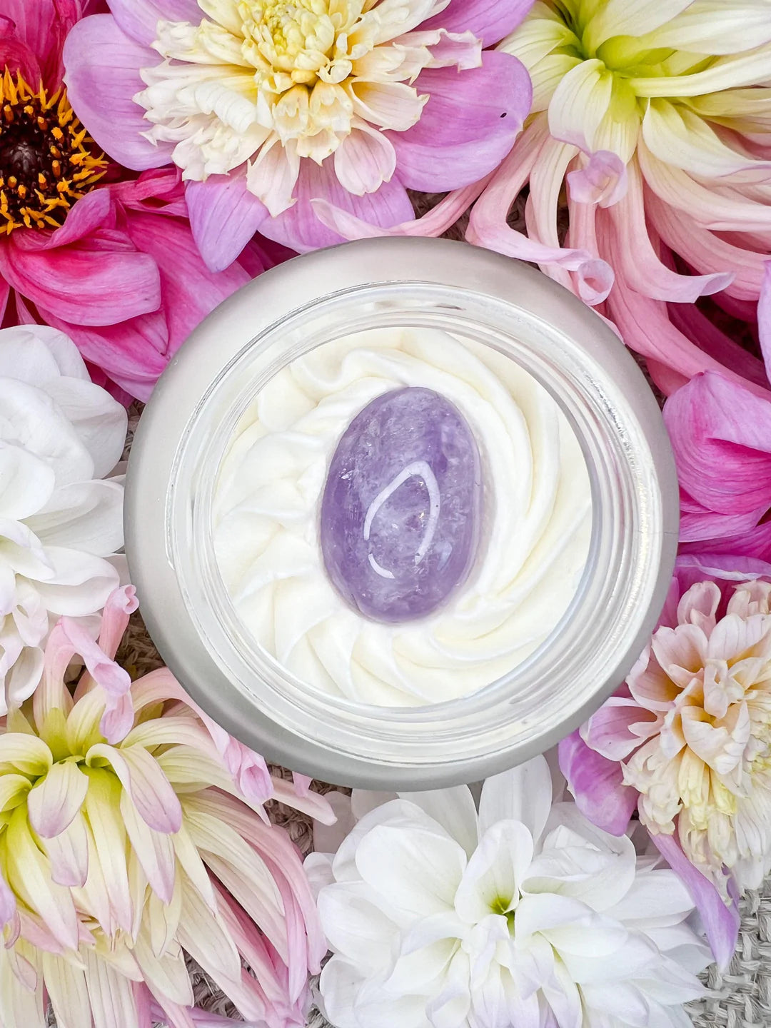Whipped Body Butter Topped with an Amethyst Crystal | Moonlight Scent