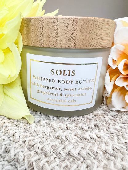 SunbeamNatural Whipped Body Butter Topped with a Citrine Crystal | Solis Scent