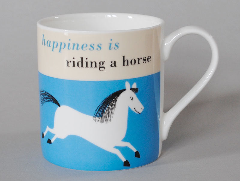 Repeat Repeat Happiness Horse Bone China Mug Turquoise 350ml