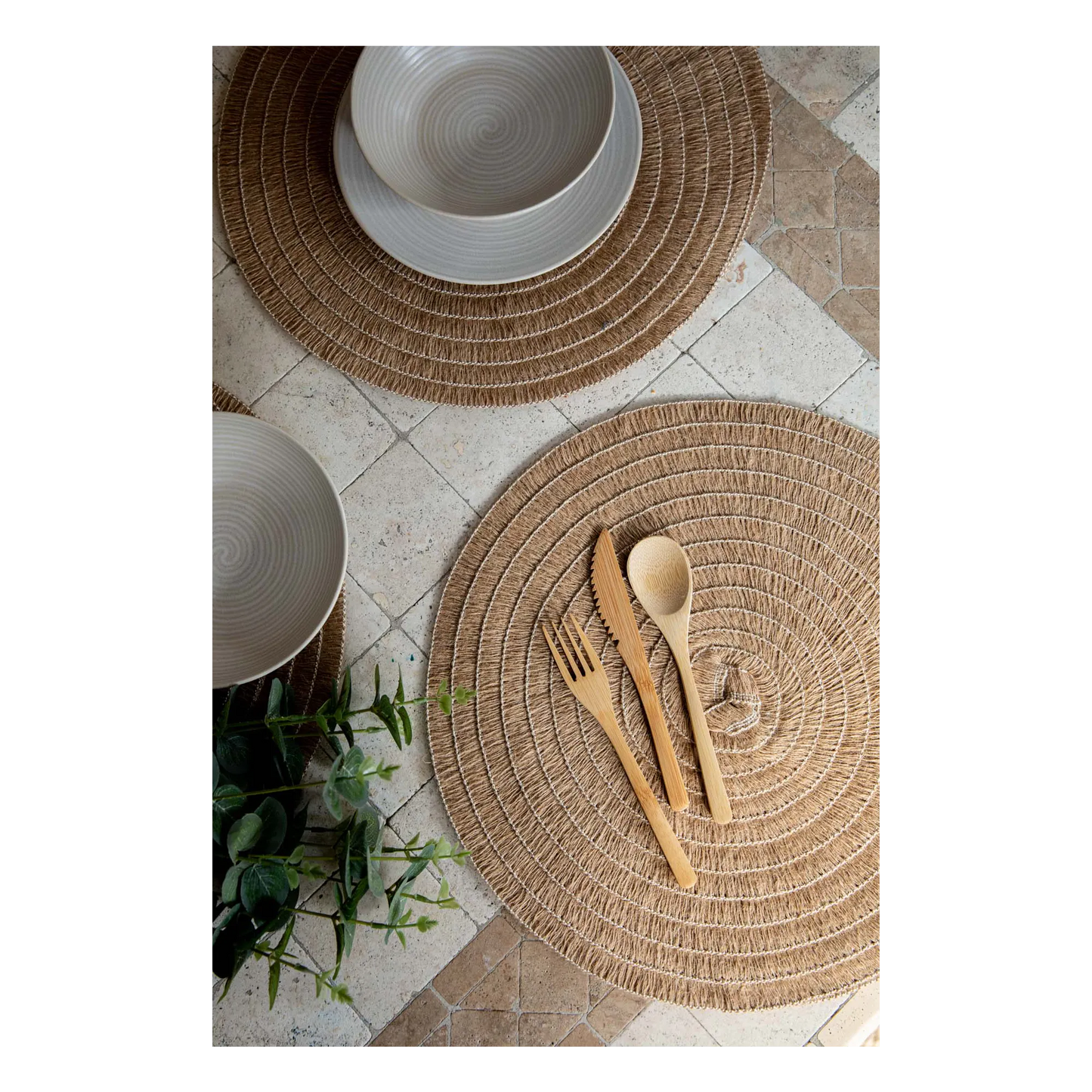 Set of 4 Jute Placemats, Natural Hessian Round Table Mats, 41cm