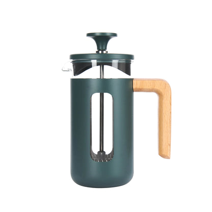 Pisa 3 Cup Cafetière with Wooden Handle Green