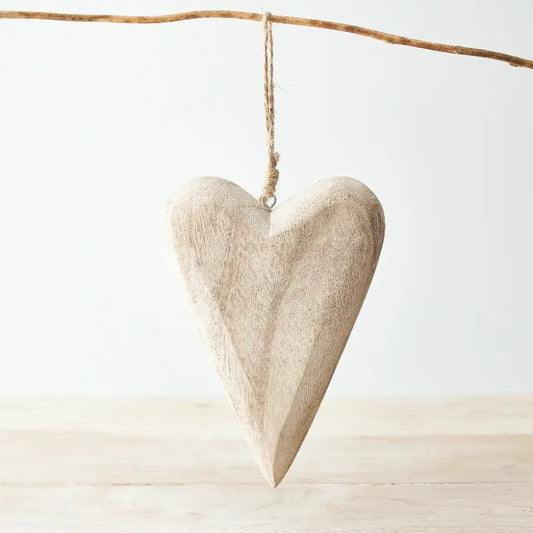 Portland Wooden Hanging Heart - Large 18.7cm