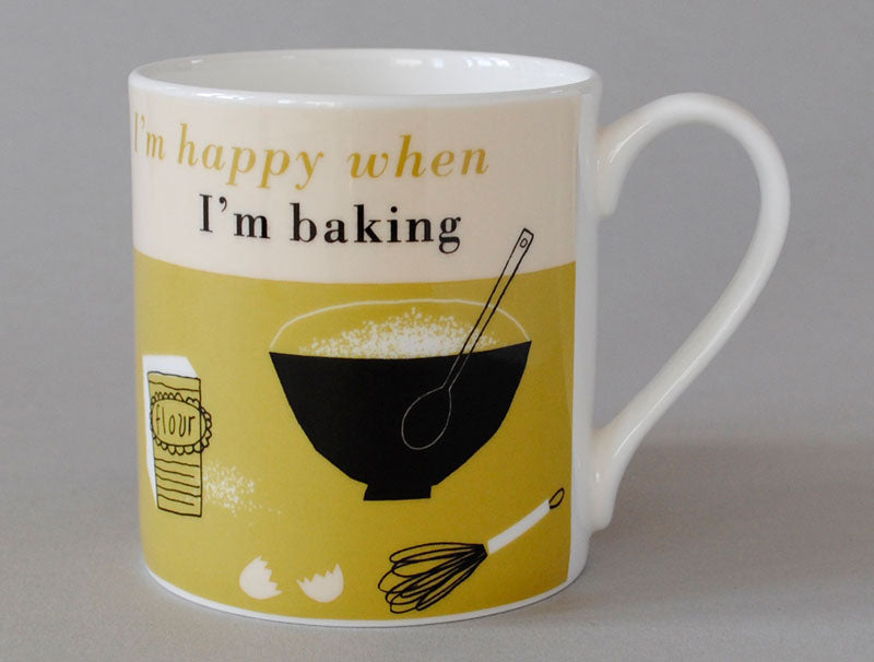 Repeat Repeat Happiness Baking Mug Olive 350ml Bone China